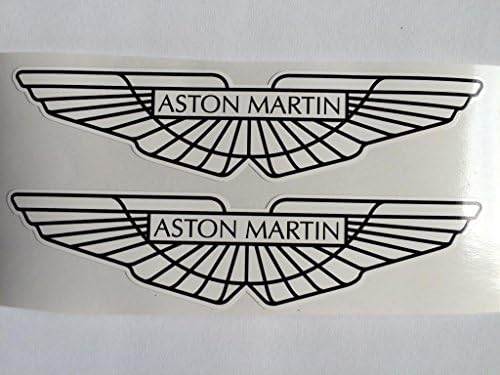 2 Етикети Aston Martin Wings Черно-Бели 3 , Издълбани печат