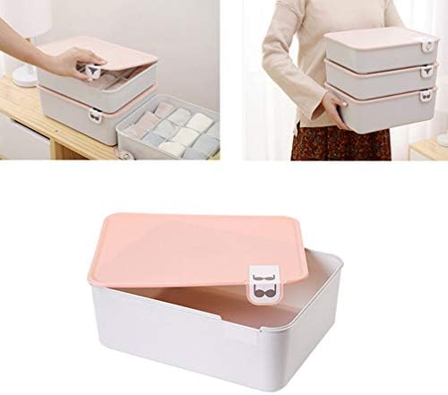 Кутия за съхранение на сутиена Cabilock с капак пластмасова кутия за бельо, организатор за гардероба, разделители за сутиени, кутии за съхранение в спалнята на общежит?