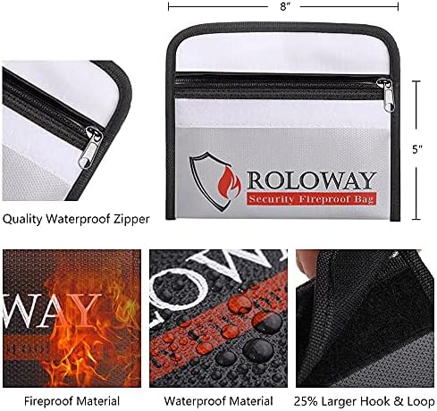 Пожар чанти за пари ROLOWAY (2 опаковки) и сейф за носене на закачалка с малък комплект негорими чанти