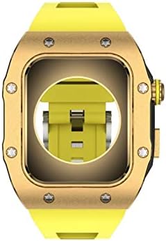 Метален Bezel с Гумена Каишка KANUZ за iwatch Watch SE/4/5/6/7 Аксесоари за Apple Mod Watch Взаимозаменяеми