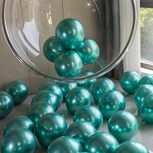 100 БР Хромирани Зелени балони 12 инча Хромирани Метални Латексови балони за Декорация на Партита Сватбени Аксесоари