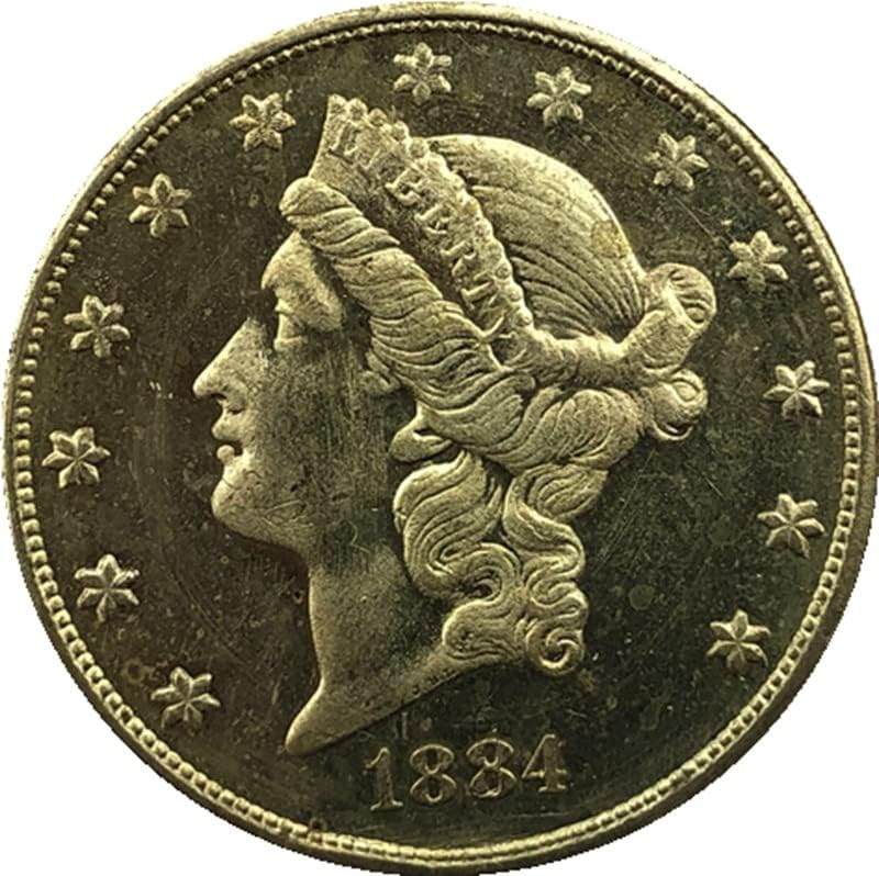 1884P Версия на Американската 20 Златни Монети Латунная Антични Ръчна Чуждестранна Възпоменателна Монета 34