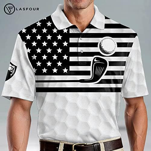 Забавни мъжки ризи поло LASFOUR за голф, безумно Къс Ръкав, Леки ризи Топка за голф, за баща, дядо.