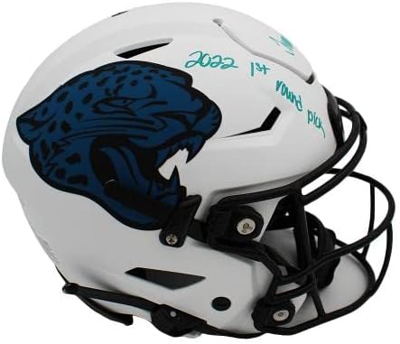 Трэвон Уокър подписа Истински Лунен каска NFL Джаксънвил Jaguars Speed Flex с надпис Избор на 1-ви кръг 2022 година - Каски NFL с автограф