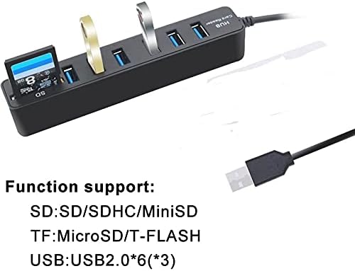 WYFDP USB hub 2,0 Мулти USB 2.0 Хъб USB Сплитер Високоскоростен 6 USB-Kartrider USB-Удължител за преносими КОМПЮТРИ (Цвят: черен)
