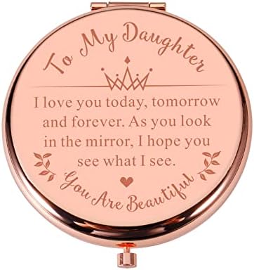 Лукуллан Леполе Подарък дъщеря от майка Компактно огледало от Розово злато за Момичета Бонус Подаръци на Дъщеря