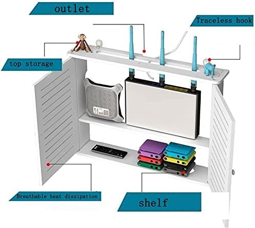 Кутия за съхранение на Wi-Fi рутер MJER, телеприставка, Рафт за рутер, Кутия за съхранение на кабели, Органайзер за Скрит багажник, за дистанционни Player TV Box 23.4.8 (Size: X-Large)