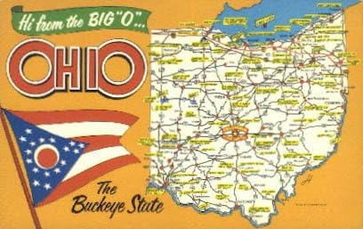 Пощенска картичка с поздрави от щата Охайо