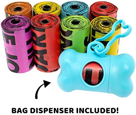 Торбички за кучешки какашек Downtown Пет Supply (180 карата - с Преливащи се цветове с надписи и 1 опаковка), Скоби за опаковка торби за отпадъци до с кучешка поводкам, сумкам ?