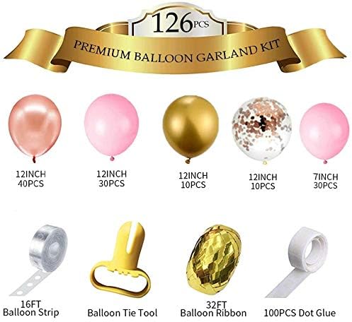 126 Бр., Балони от Розово злато, Украса за Парти в чест на рождения Ден на жените Комплект от Арх с Венец от