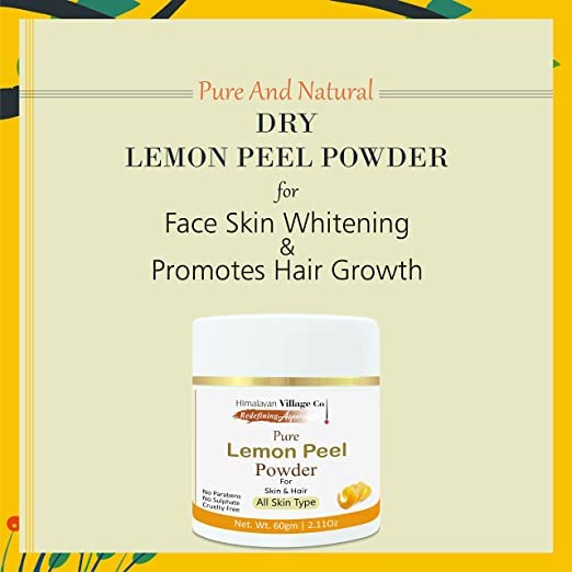 Чист и естествен прах от сухи лимонова кора за кожата и косата - Изсветлява кожата и стимулира растежа на косата,