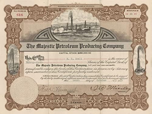 Majestic Petroleum Producing Co. - Склад за сертификат