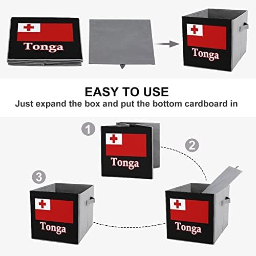 Флаг Тонга Сгъваеми Кутии За Съхранение На Кубчета Организатор На Модни Тъканни Кутии За Съхранение На Вмъкване Кубични Кутии 11 Инча