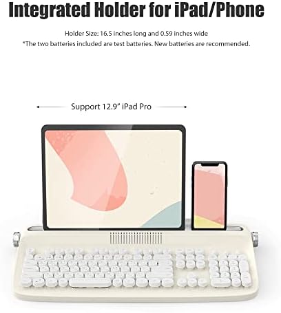 Клавиатура за пишеща машина с подсветка, Безжична Bluetooth 5.0, ретро Естетика, сладки Кавайные Кръгли Капачки
