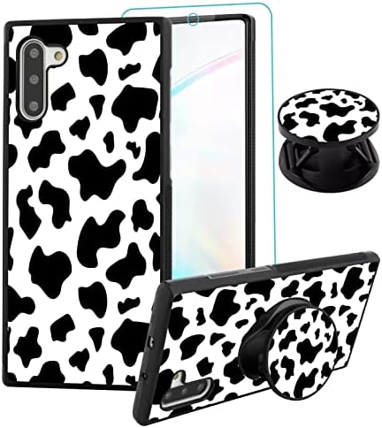 Калъф SAKUULO Samsung Galaxy S10E, [Защитно фолио за екрана + поставка] С шарени крави, Текстура гуми, Противоскользящий