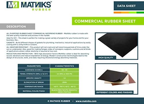 Материал MATNIKS от здрава неопреновой гума, Сверхпрочный, Висококачествен 60A, Черен, 12x12 инча на 1/16 (+/- 5%) за водопроводни, Уплътнения, произведени със собствените си ръ?