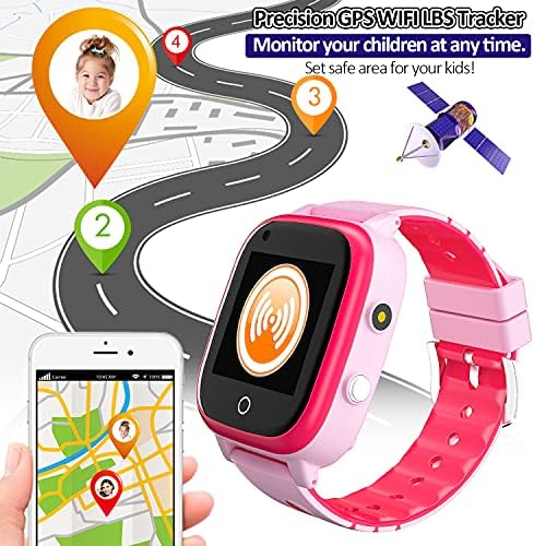 Детски смарт часовници 4G за момчета и момичета, Детски мобилен телефон с GPS тракера и Водоустойчив смартфон