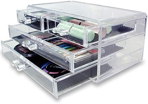SciencePurchase Прозрачна Акрилна Органайзер За Бижута, Кутия-Притежателя с 4 чекмеджета