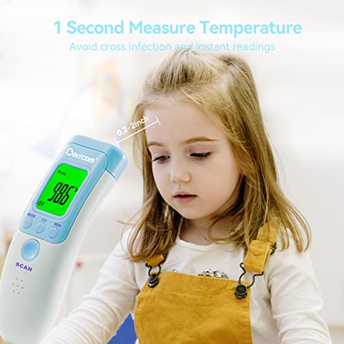 Berrcom Термометър за челото за възрастни и деца, Безконтактен Инфрачервен Термометър за обекта, Стаи, Безконтактно Дигитален Термометър с Предупреждение за свинете