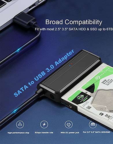 Адаптер EYOOLD SATA към USB 3.0 Адаптер Външен твърд диск, Конвертор за 2,5 или 3,5-инчови твърди дискове, SSD