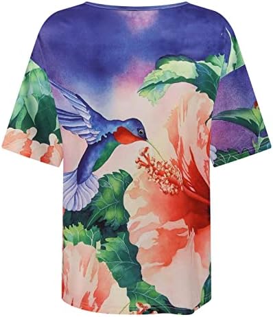 Дамски Блузи 2023, Ежедневни Летни Модни Тениски с Къс ръкав и V-образно деколте, Големи Размери, Цвете Риза, Прекрасна Ризи, Елегантни Блузи