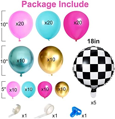 HPWF Комплект за арка с Венец от балони Алиса в Страната на Чудесата, Розово-Сини балони за Тематични партита