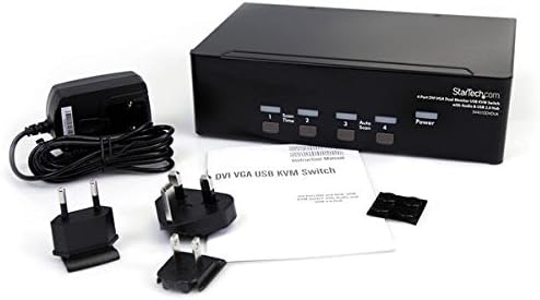 StarTech.com 4-портов DVI VGA двухмониторный KVM switch USB със звук и възел USB 2.0 (SV431DDVDUA)