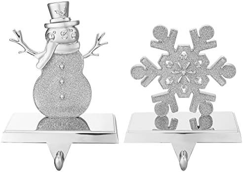 Сребърен Държач за отглеждане във формата на Снежинки и Снежен за Полицата рафтове-Коледни Държачи за Чорапи,