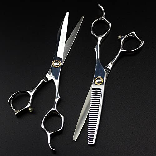 Ножица за подстригване на коса, 6-инчов професионален Японски ножици с подшипником 440c за стригане, Извити