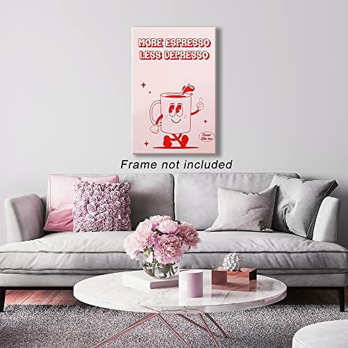 Прекрасна Реколта Плакати с Кафе чаши за стая, Естетически ретро-Розови Цитати, Повече Экспрессо, Стенни Отпечатъци