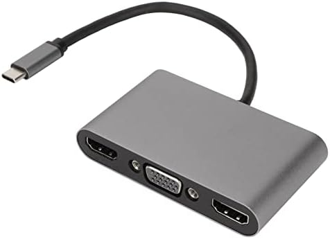 5 в 1 C USB Хъб, корпус от алуминиева сплав C USB Хъб Поддържа 3 монитора за дома