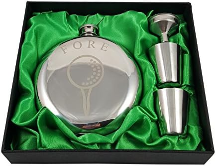 Подаръчен комплект за голф Palm City Products - Кръгла фляжка обем от 10 мл с надпис по носа - Чудесен подарък