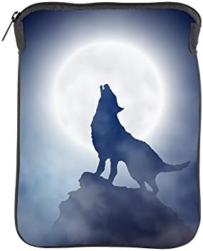 Калъф за iPad 1 2 3 4 Air II Sleeve (двустранен) Воющий Вълк в Лунна светлина Мъгла