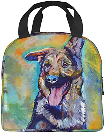 HAZIMCS Art Dog Абстрактна Чанта за Обяд Водоустойчив Изолирано Множество Чанта За Хранене Обяд Бокс Контейнер