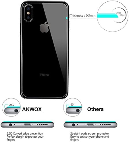 Защитни фолиа AKWOX (4 опаковки), за iPhone, X със Задните капаци, предпазно фолио, изработени от закалено стъкло 9H Отпред и защитно фолио отзад за iPhone X