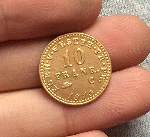Вызовная Монета 1813 Немски 10 Франкен Монети Копие от 19 мм Копие Колекция Бижута Подаръци Колекция от Монети