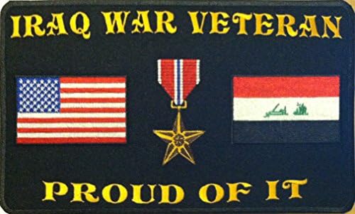 ВЕТЕРАН от ВОЙНАТА В ИРАК се ГОРДЕЕ с НЕГО, Желязо Нашивка върху знамето на САЩ и Ирак, медал Бронзова звезда