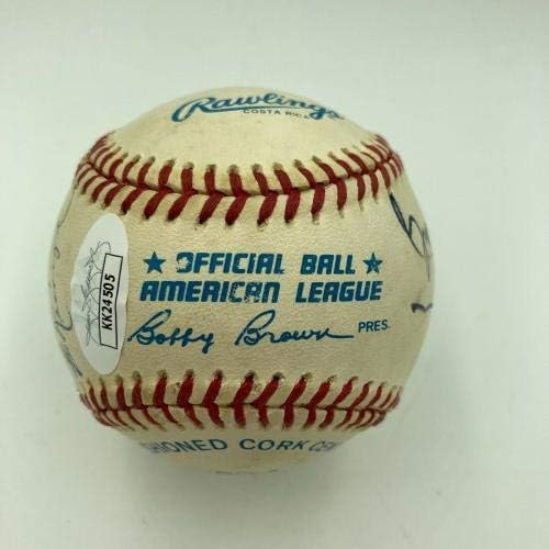 Легендарните Ню Йорк Янкис Обяви за подписване на бейзбол 1940-2000-те години Мэлом Алън JSA COA - Бейзболни топки с автографи