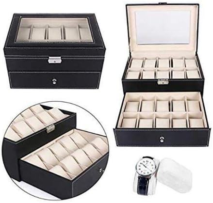 Кутия за Часа LOKOC, Кутии За Съхранение на Бижута със Стъклен плот и Подвижни Възглавнички За Съхранение Подарък