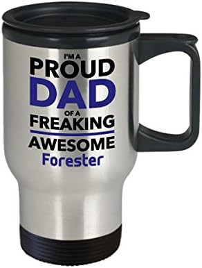 Горд баща на Зашеметяващ кафе чаши Forester Travel, Подарък за Деня На бащите За татко От Son Daughter Kids