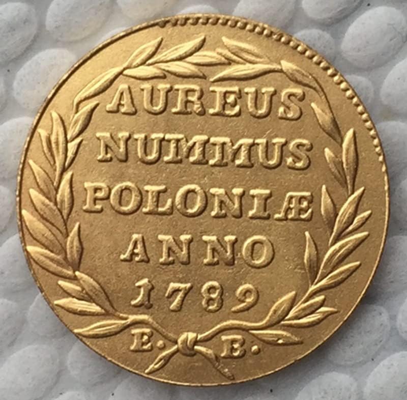 1789 Полиране на монети, Позлатени Медни Антични Монети Чуждестранни Възпоменателни Монети, монета Събиране на ръчно изработени