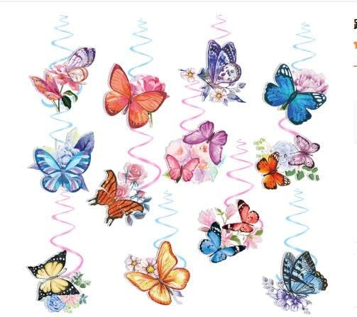 Cyodoos 12 Бр. Украса за парти с пеперуди, Висящи Бижута с Пеперуди, Цветни Бижута с Пеперуди, Окачени Къдрите,