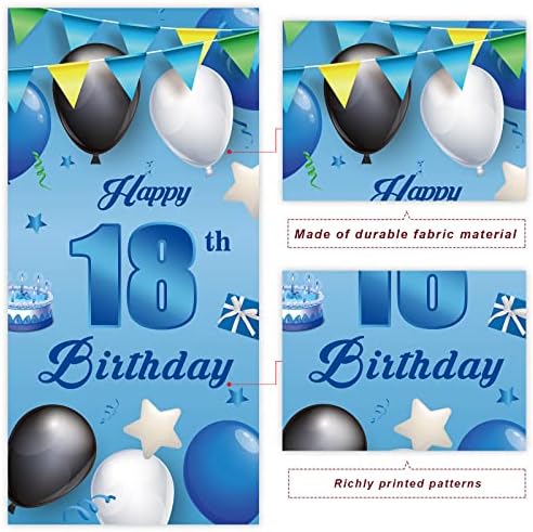 От 18-Ти Рожден Ден на Синия Банер Фон Балони, Конфети Звезда Поздрави за 18-годишните Тематични Декорация Декор