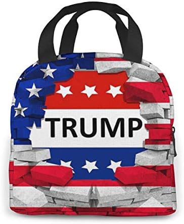 Американската Чанта за обяд С Флага на САЩ Тръмп, Многократно Изолиран Охладител, Кутия-Тоут С Преден джоб с