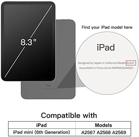 Калъф JETech за iPad Mini 6 (8,3-инчов модел 2021) с държач за моливи, прозрачна делото, тънка поставка, устойчив