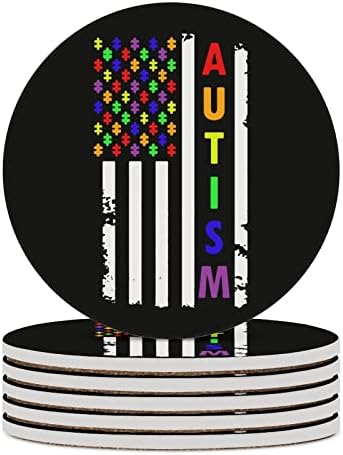Информираността За Аутизма Керамични Подложки с Принтом на Американското Сладки Напитки Абсорбиращи поставки