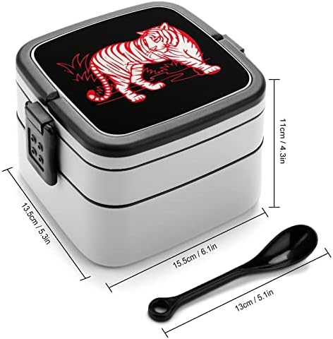 Двуслойни Универсален Контейнер за Обяд Red Tiger Bento Box с Лъжица за Пикник, Работа и Пътуване