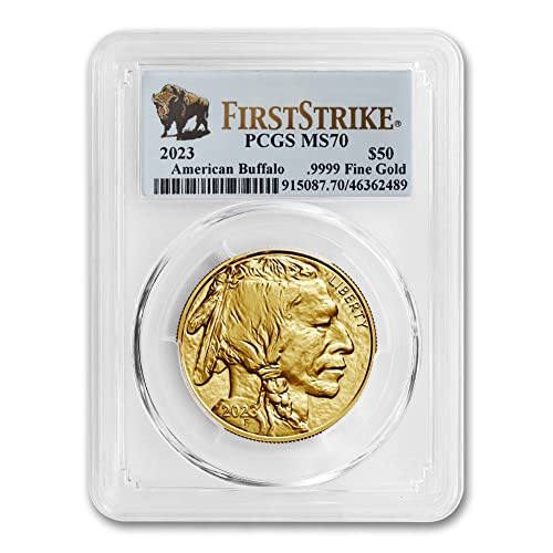 Монета MS-70 от американското злато Buffalo в кюлчета с тегло 1 унция 2023 година (First Strike - Bison Label)