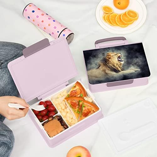 Кутия за обяд ALAZA Lion Roaring Bento, Херметични Контейнери за обяд, които не съдържат BPA, с вилица и лъжица,