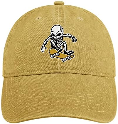 Скейтборд череп потребителски шапка бейзболна шапка регулируема татко шапка за мъже, жени, закрит и открит